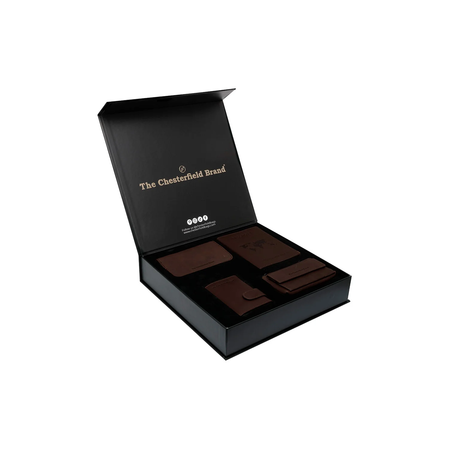 Gift Set Leather Card Holder Brown Leicester - Image 4
