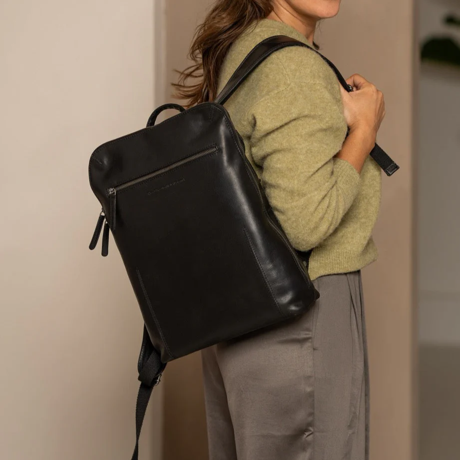 Leather Laptop Backpack Black Filmore - Image 2