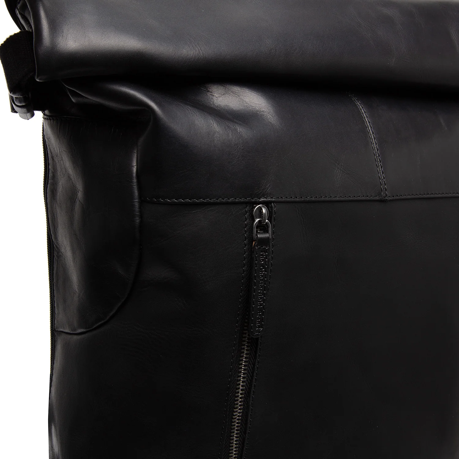Leather Roll-top Backpack Black Liverpool - Image 3