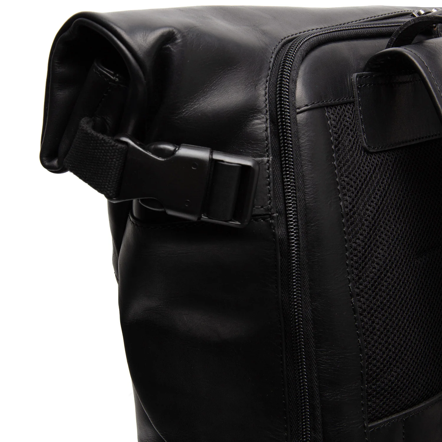 Leather Roll-top Backpack Black Liverpool - Image 5