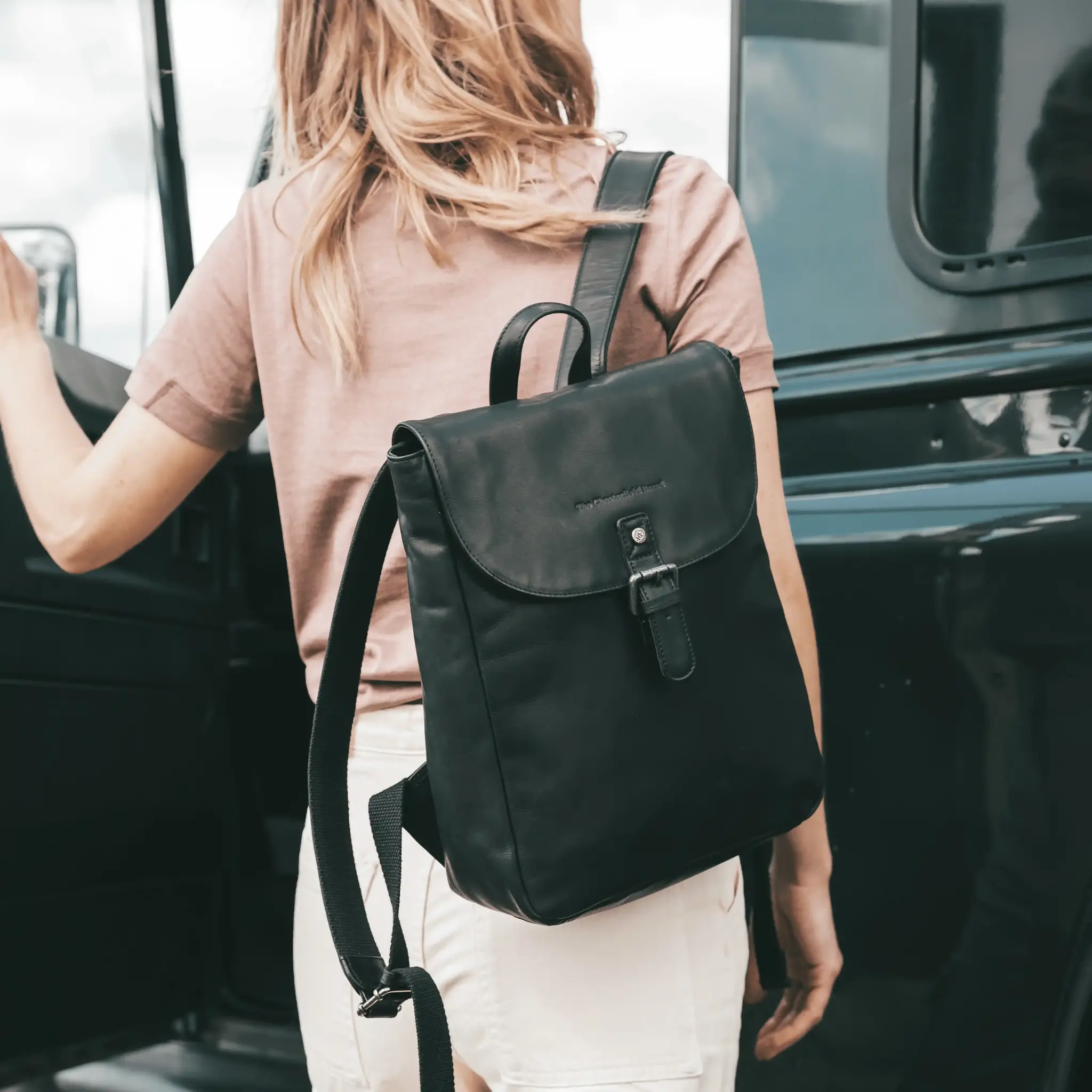 Leather Backpack Black Vermont - Image 2
