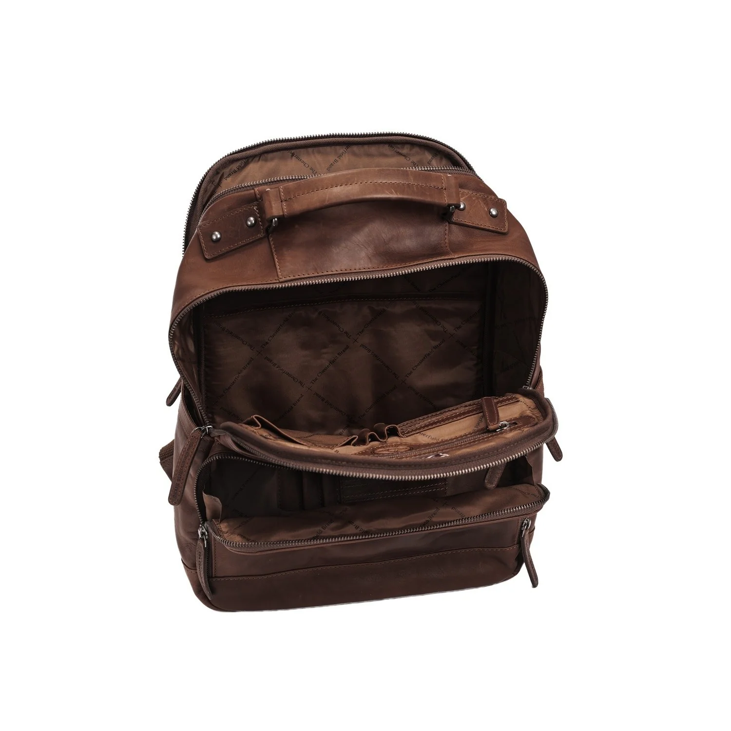 Leather Laptop Backpack Brown Austin - Image 4