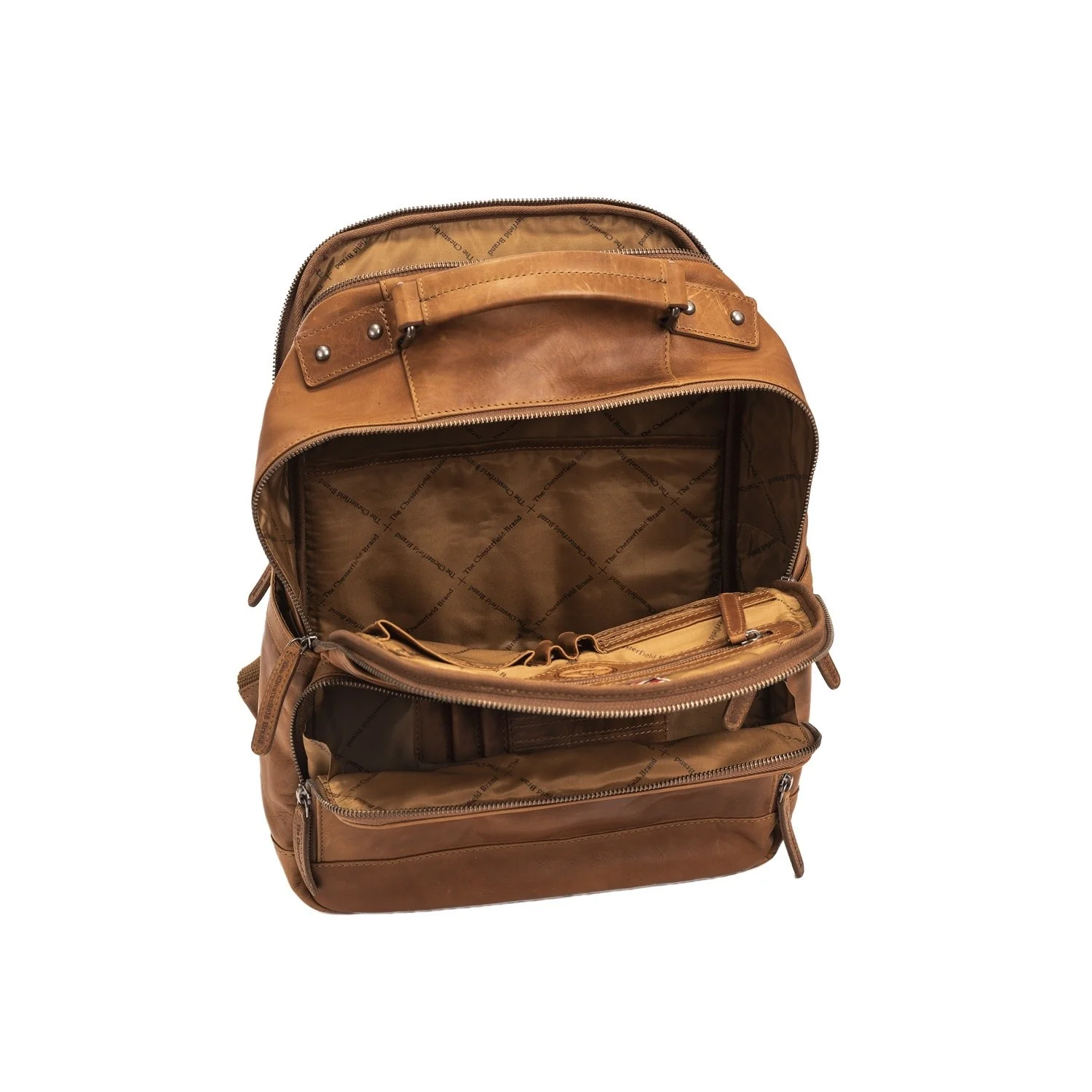 Leather Laptop Backpack Cognac Austin - Image 4