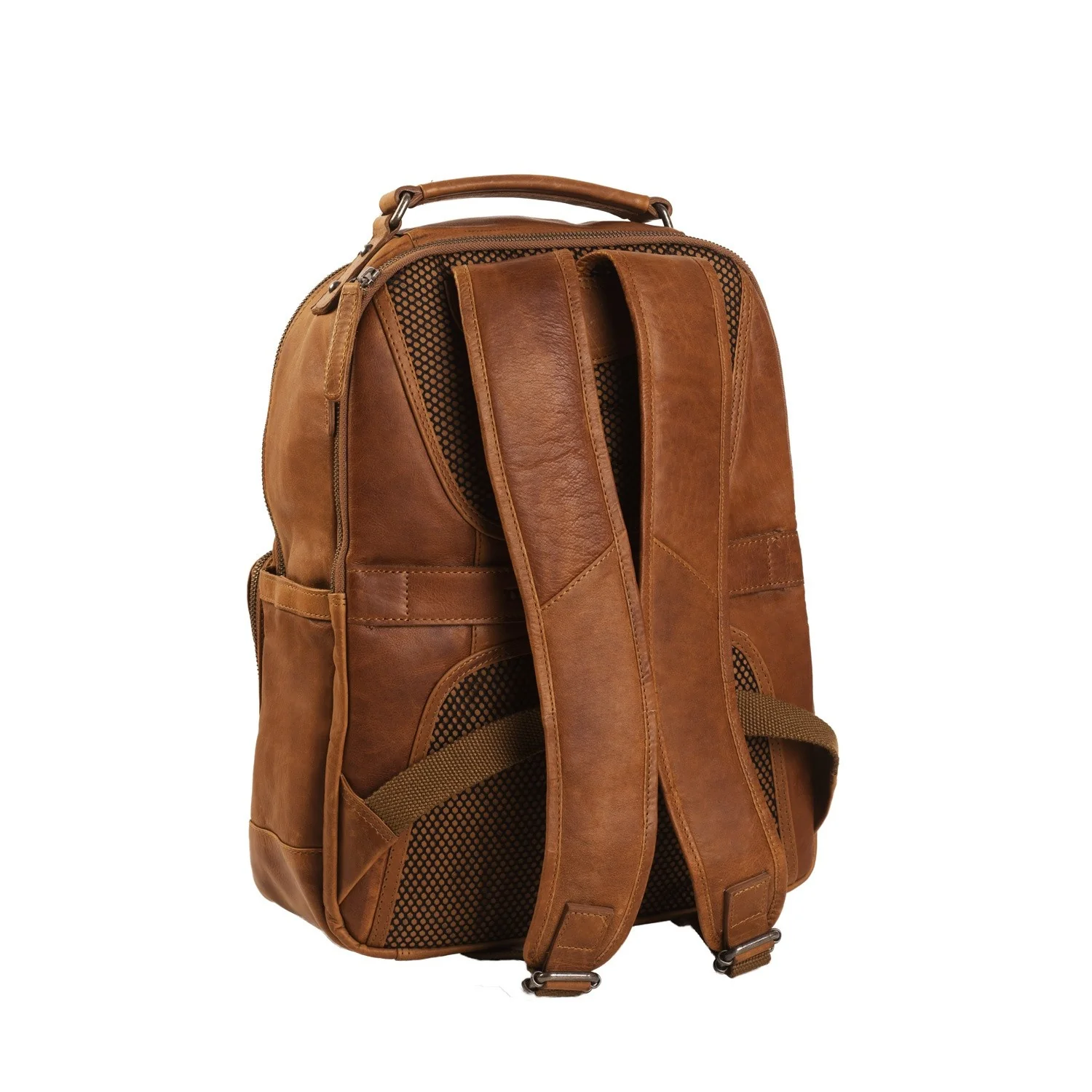 Leather Laptop Backpack Cognac Austin - Image 7
