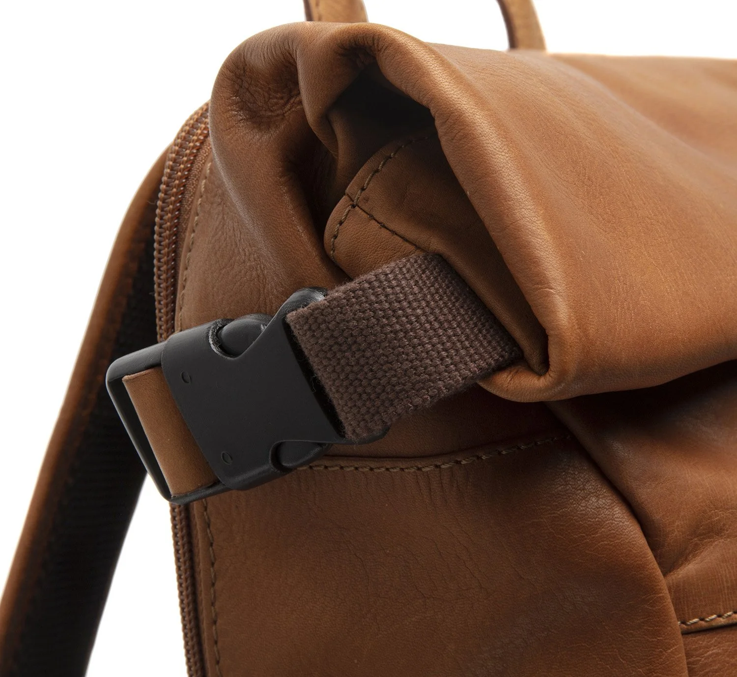 Leather Roll-top Backpack Cognac Liverpool - Image 4