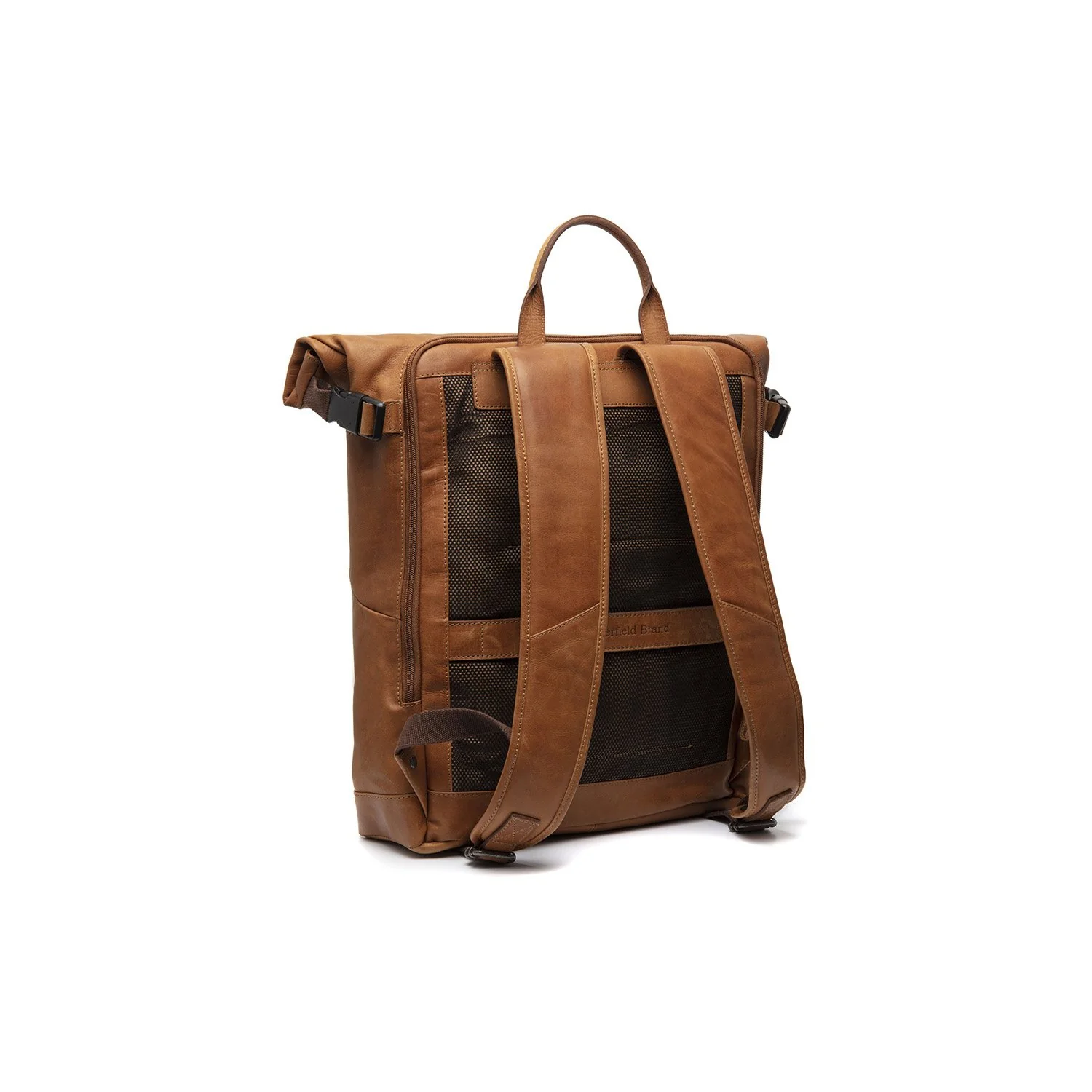 Leather Roll-top Backpack Cognac Liverpool - Image 7