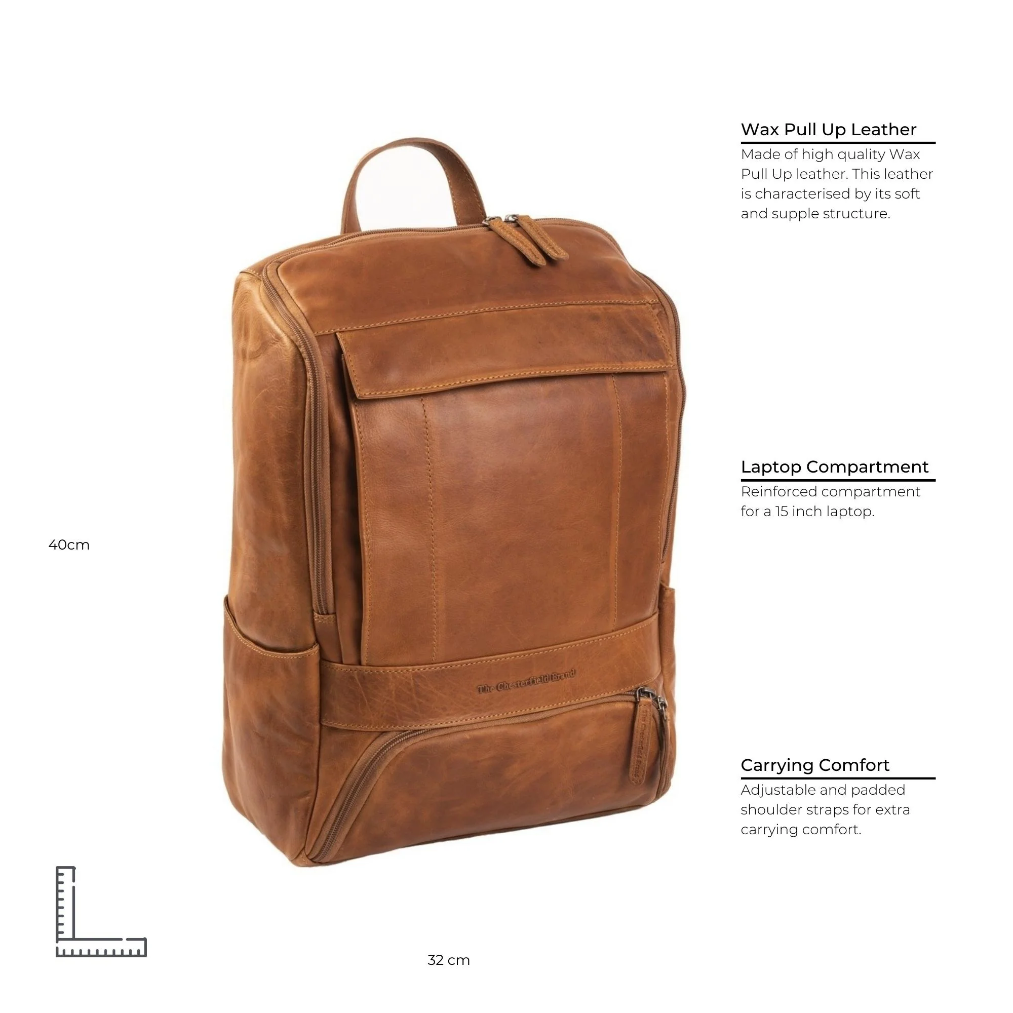 Leather Laptop Backpack Cognac Rich - Image 9