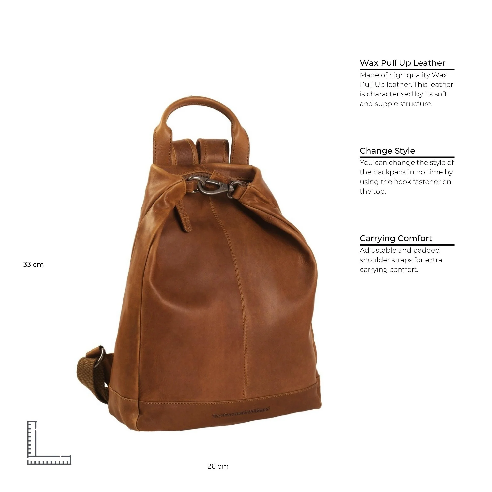 Leather Backpack Cognac Saar - Image 8