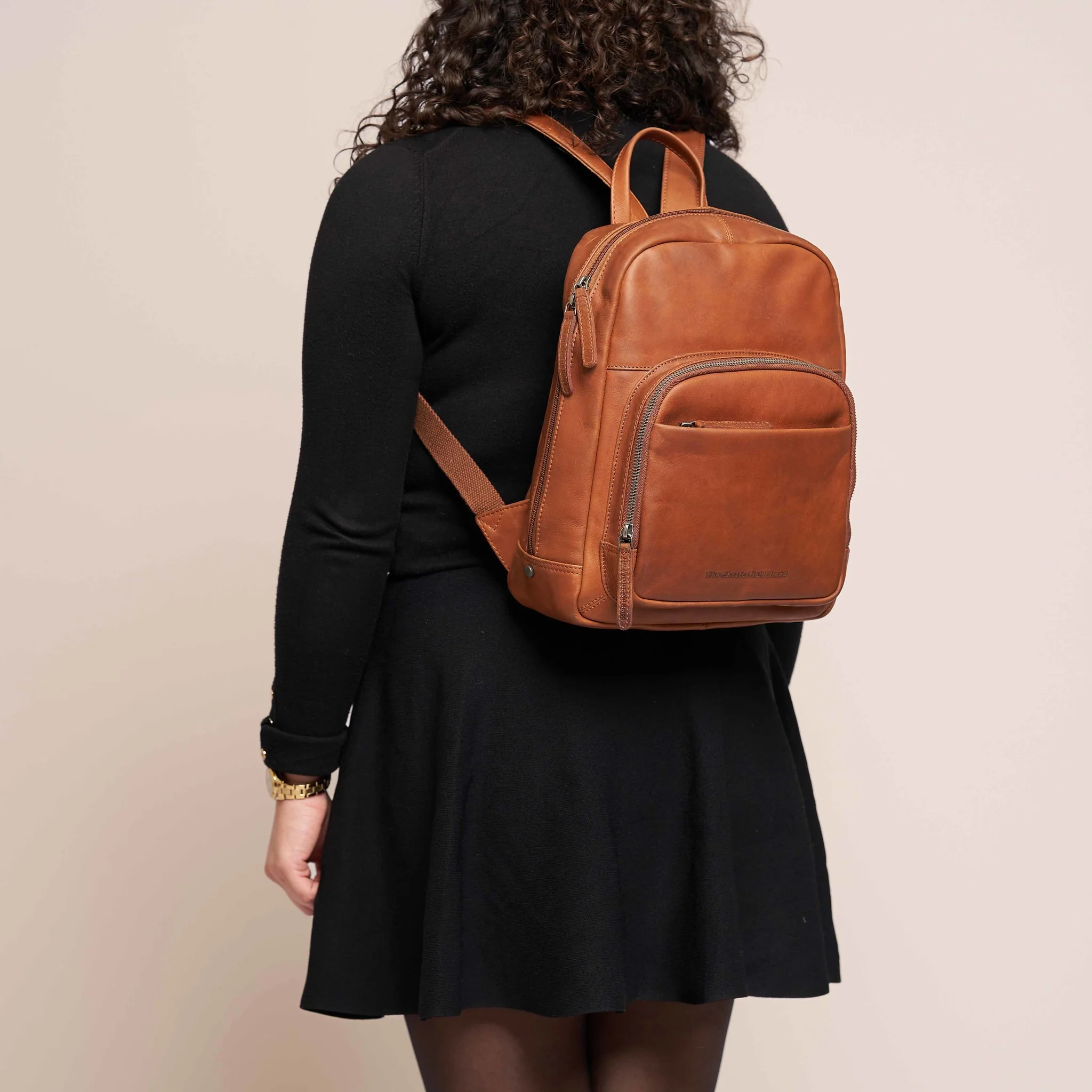 Leather Backpack Cognac Santana - Image 4