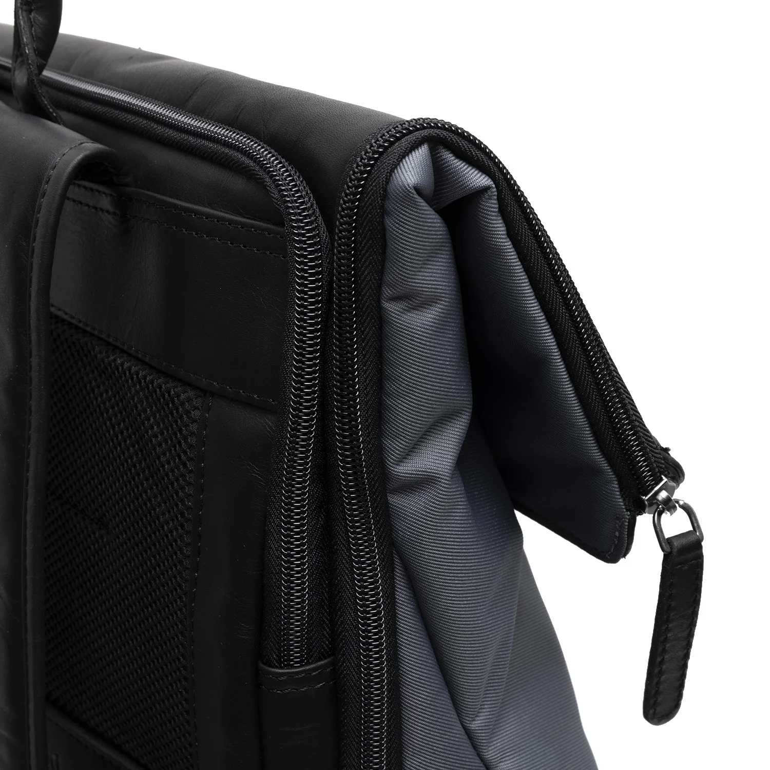 Leather Laptop Backpack Light Grey Trondheim - Image 2