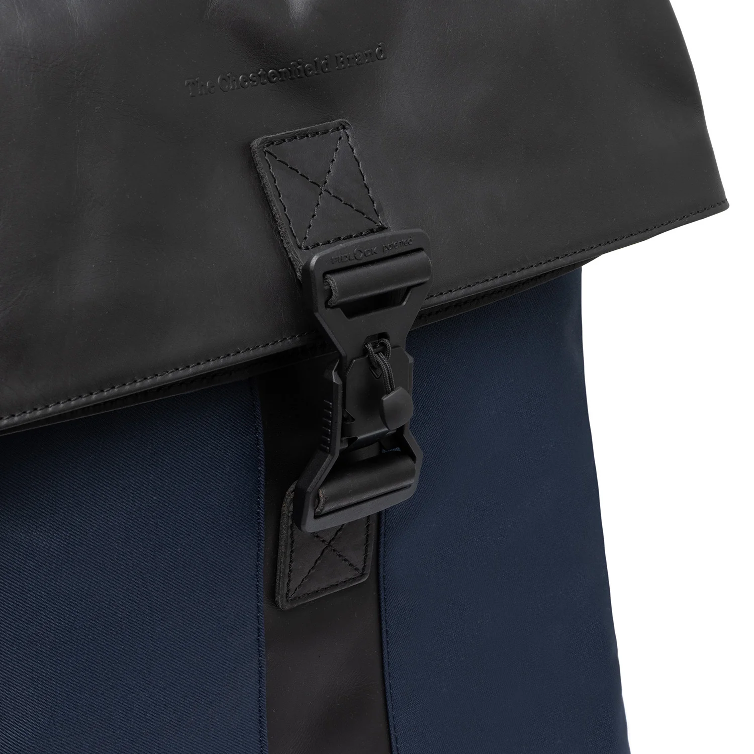 Leather Laptop Backpack Navy Trondheim - Image 2