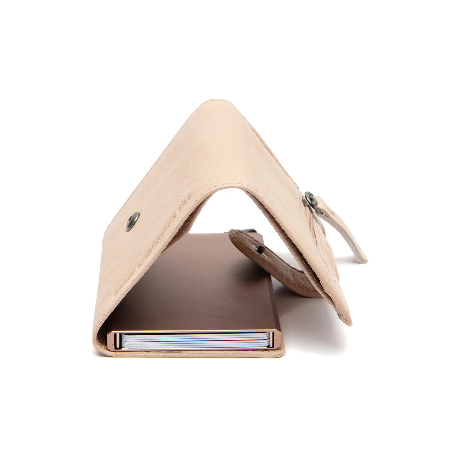 Leather Card Holder Beige Nivala - Image 3