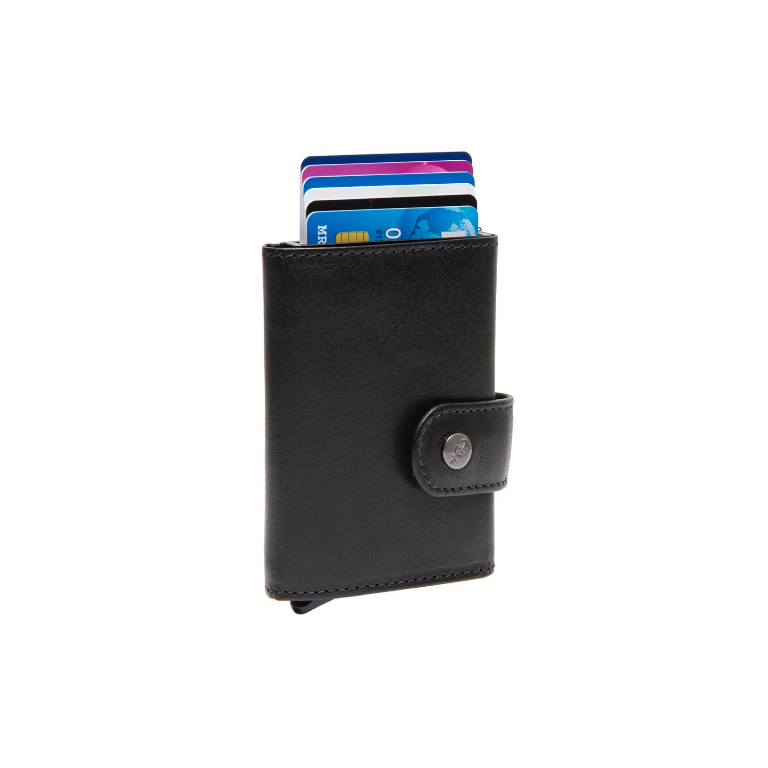 Leather Card Holder Black Varrano