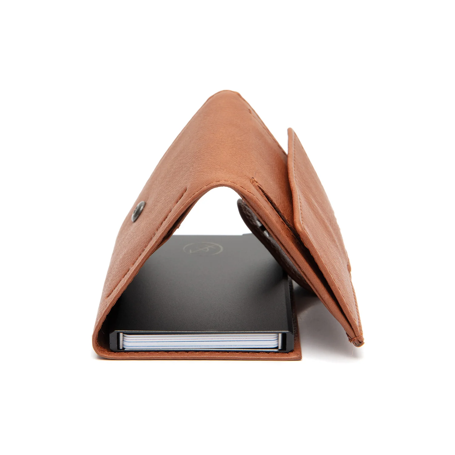 Leather Card Holder Cognac Iriona - Image 3