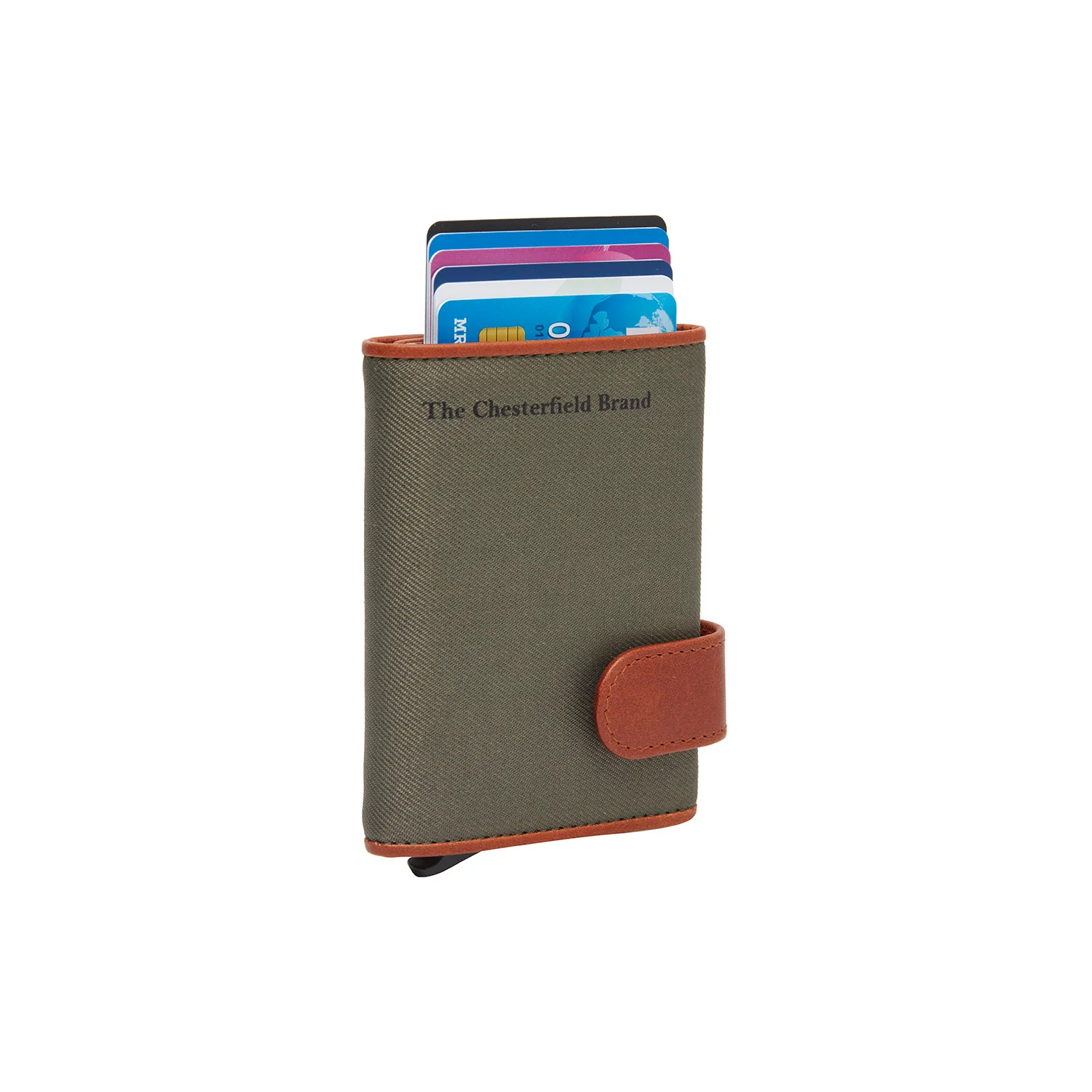 Leather Card Holder Steel Green Sabana