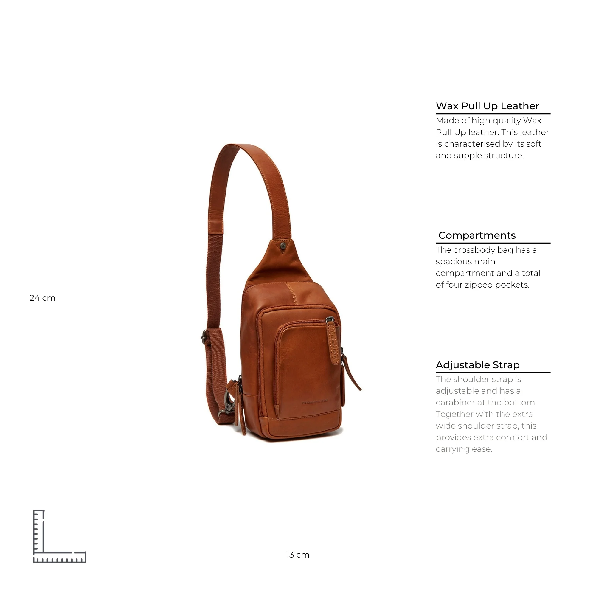 Leather Sling Bag Cognac Riga - Image 8