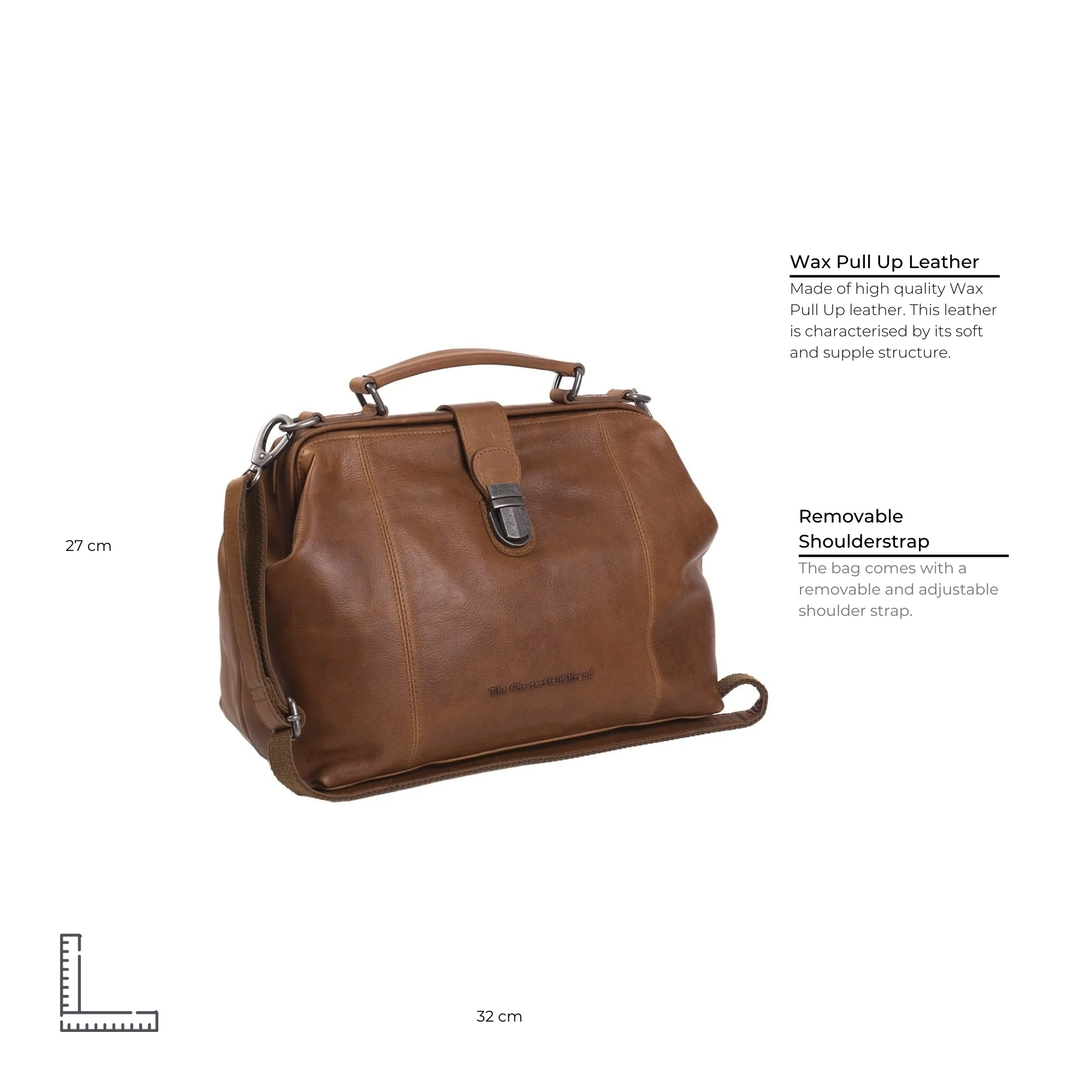 Leather Handbag Cognac Shaun - Image 7