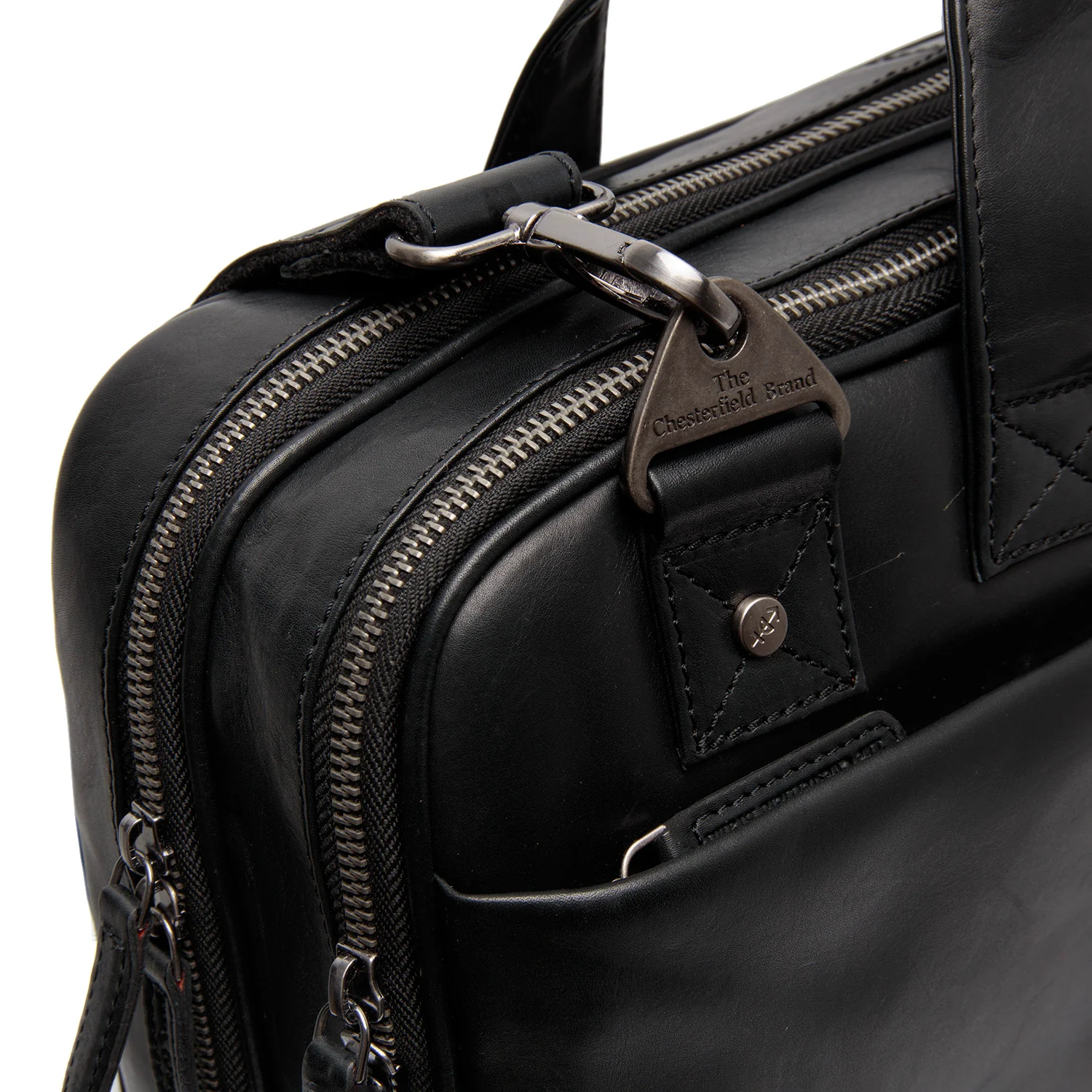 Leather Laptop Bag Black Iseo - Image 4