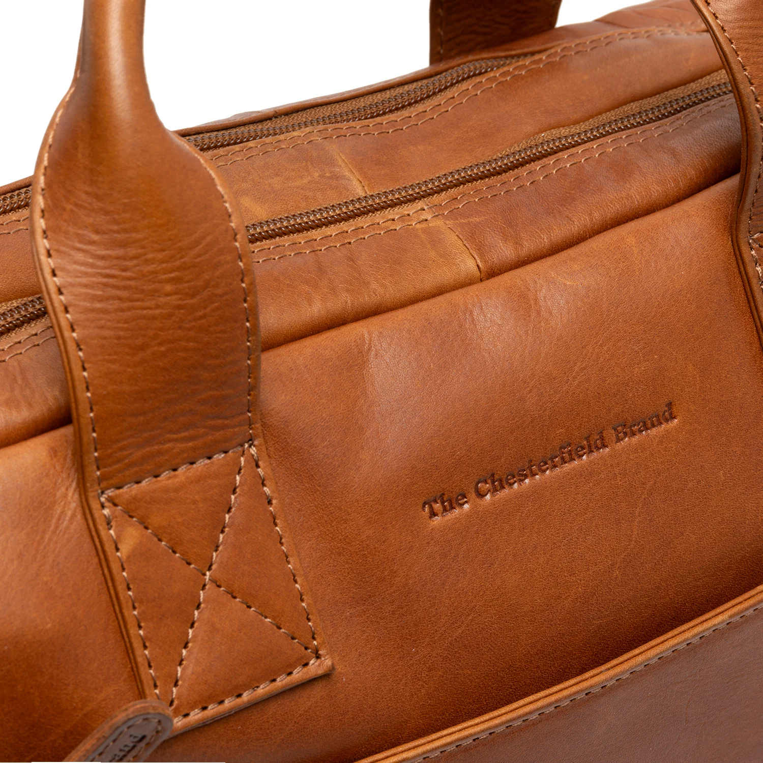 Leather Laptop Bag Cognac Frazer - Image 5