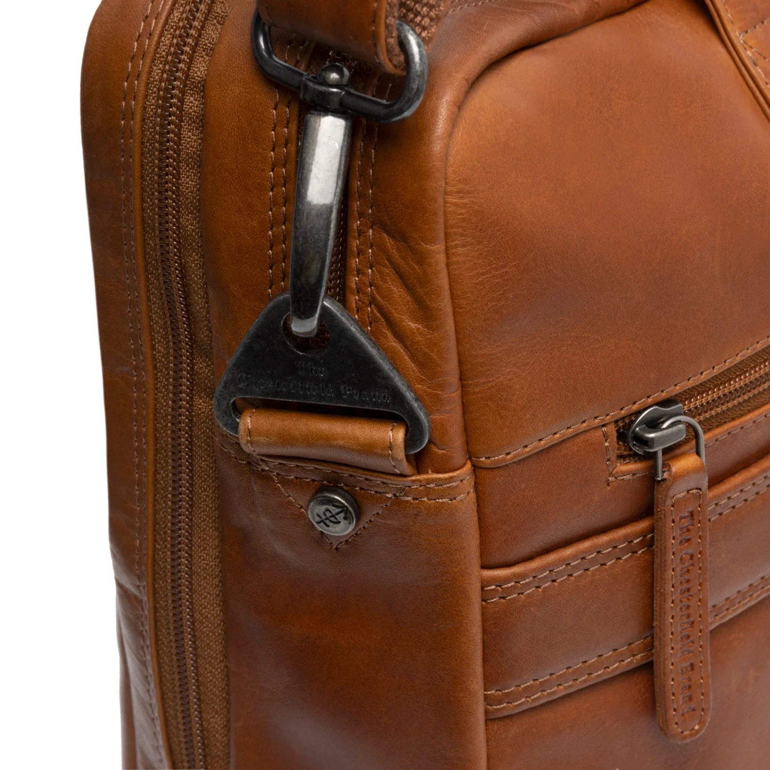 Leather Laptop Bag Cognac Frazer - Image 8