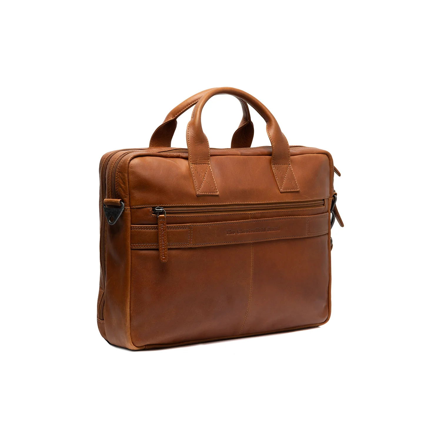 Leather Laptop Bag Cognac Frazer - Image 9