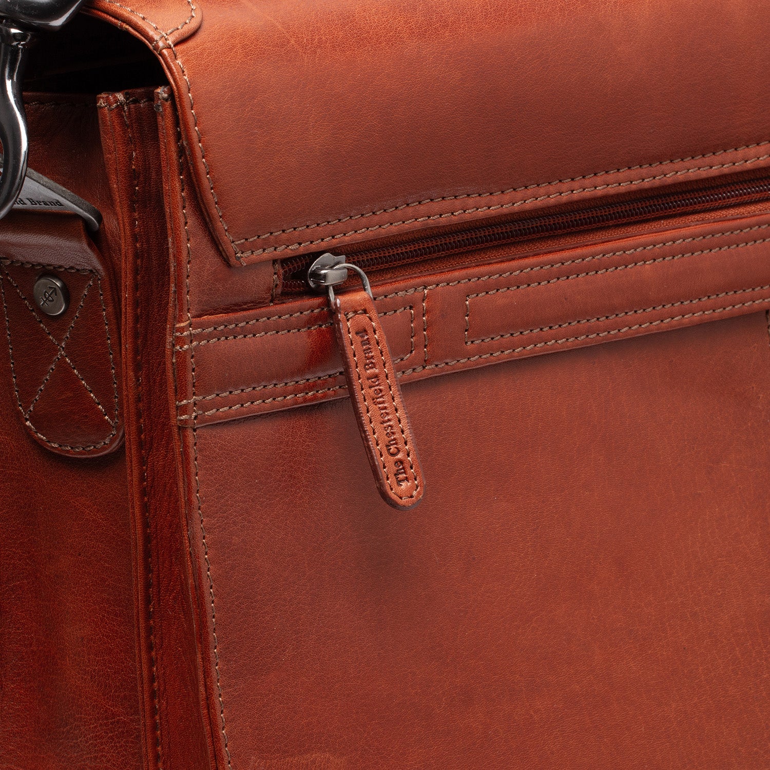 Leather Briefcase Cognac Salvatore - Image 4