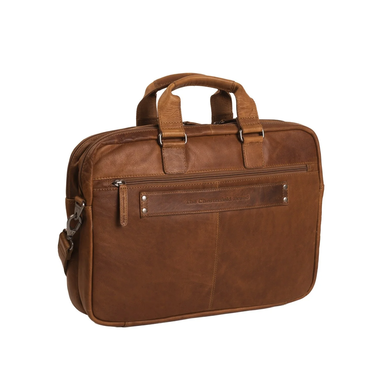 Leather Laptop Bag Cognac Seth - Image 4