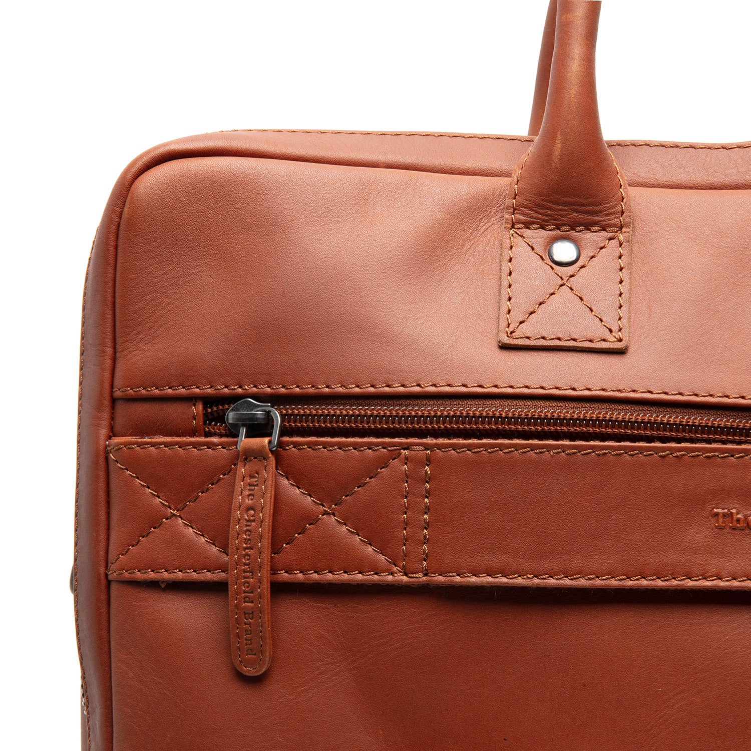 Leather Laptop Bag Cognac Tacama - Image 5