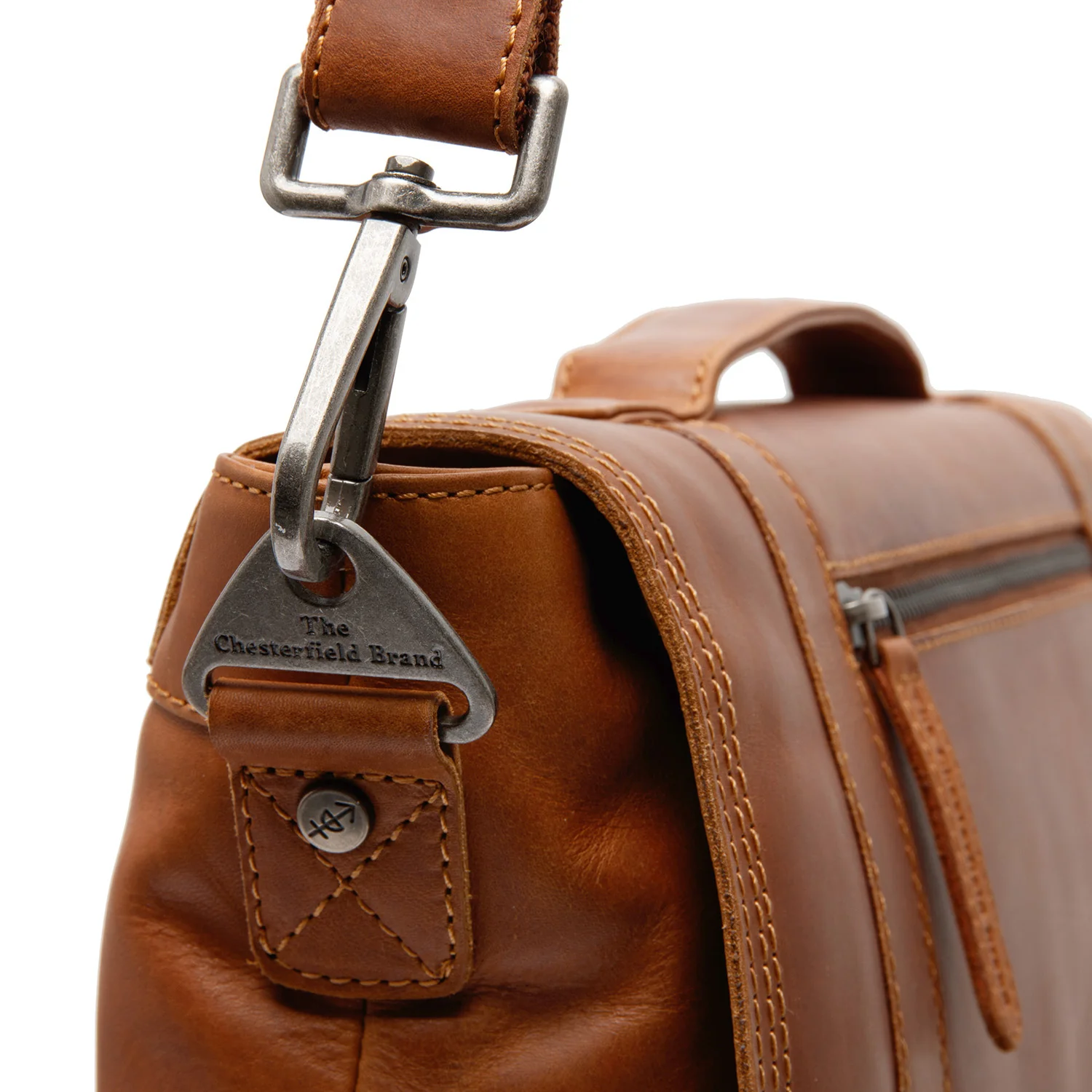 Leather Laptop Bag Cognac Veneto - Image 5