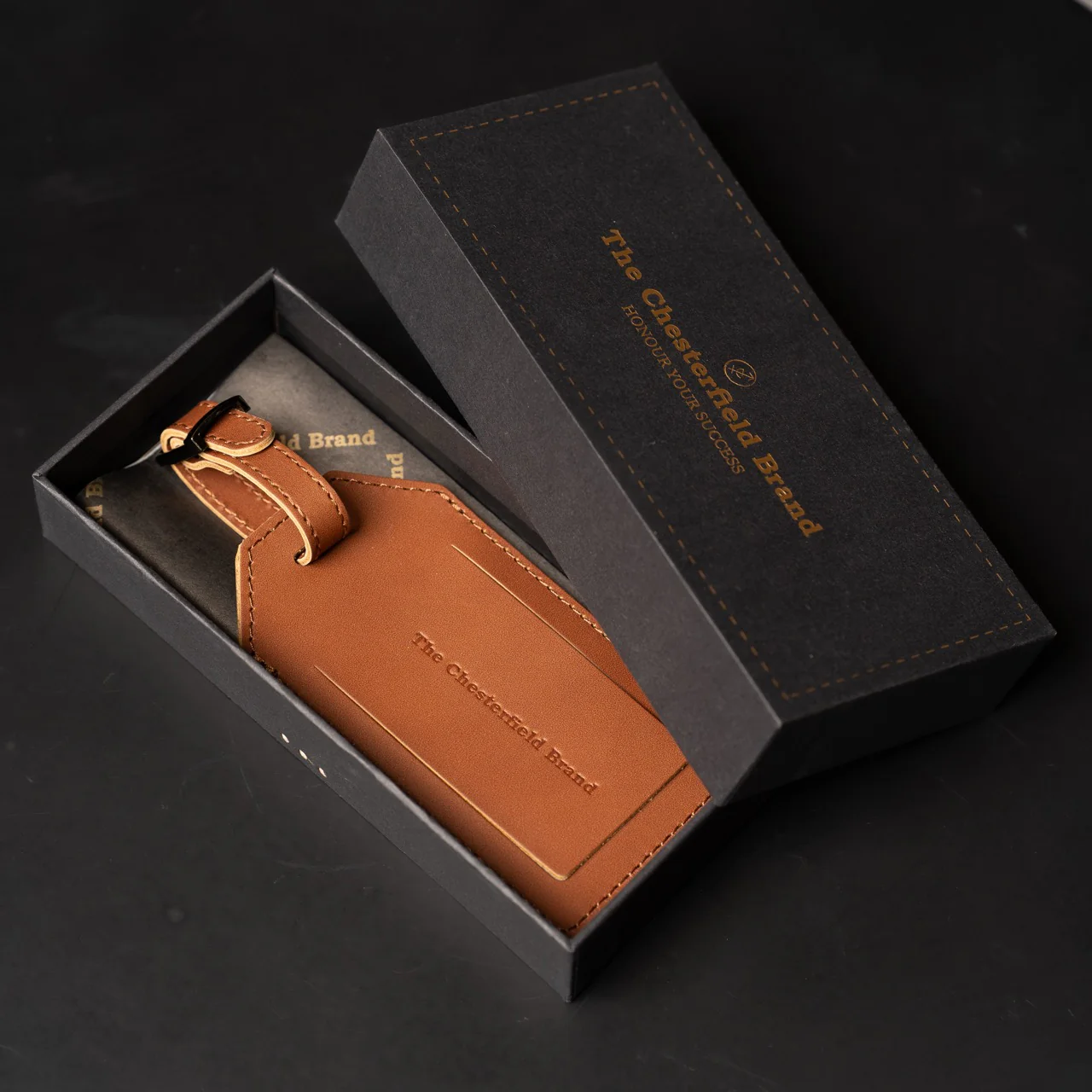 Leather Luggage Tag Cognac - Image 2