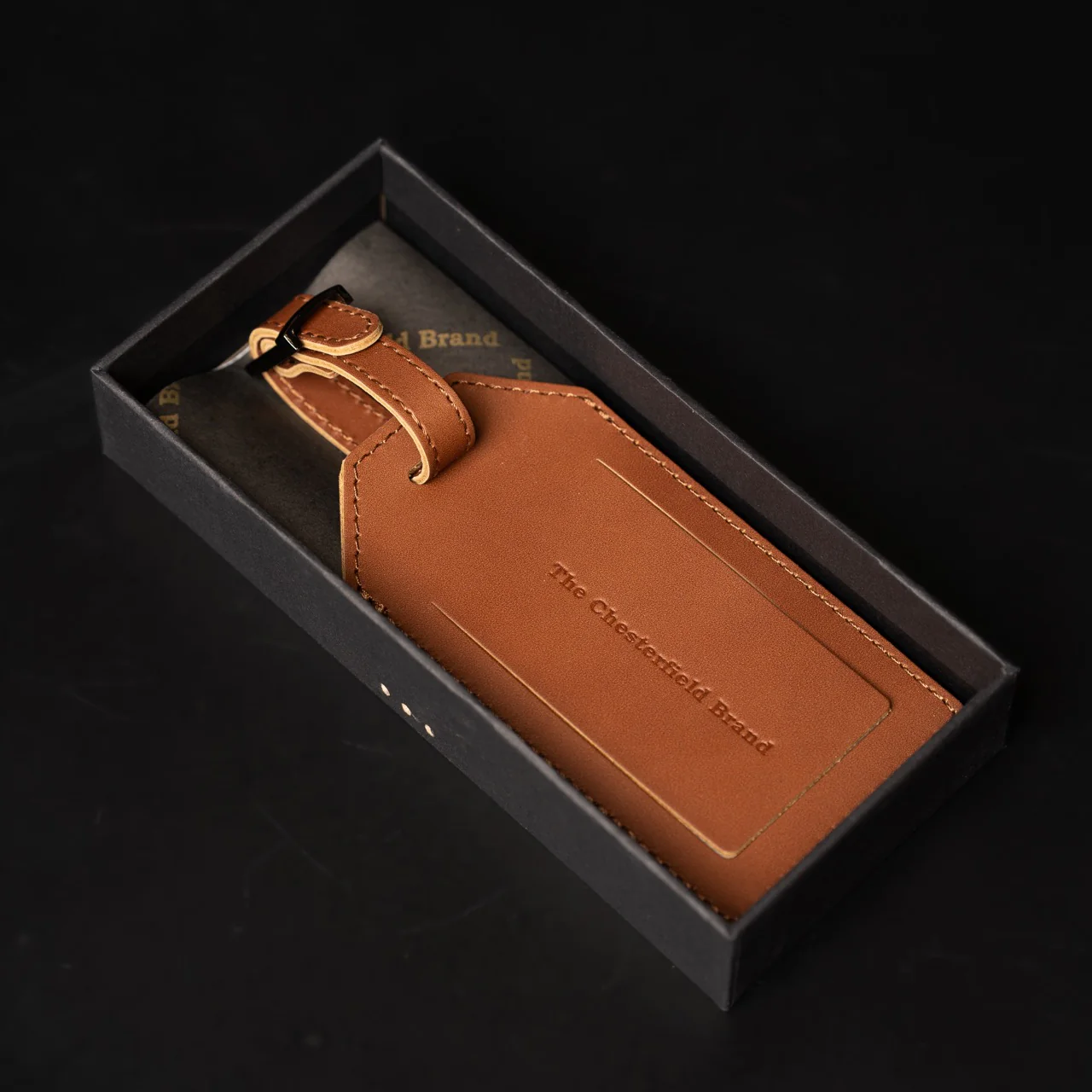 Leather Luggage Tag Cognac - Image 3