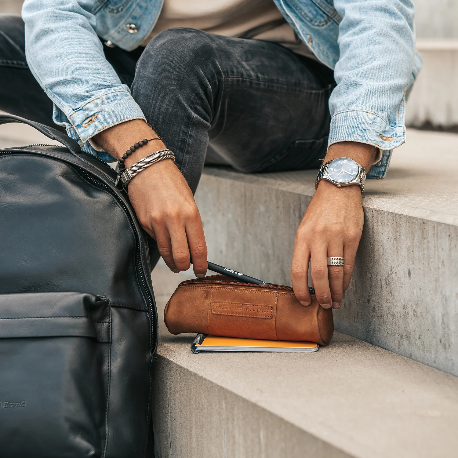 Leather Pencil Case Cognac Lea - Image 3