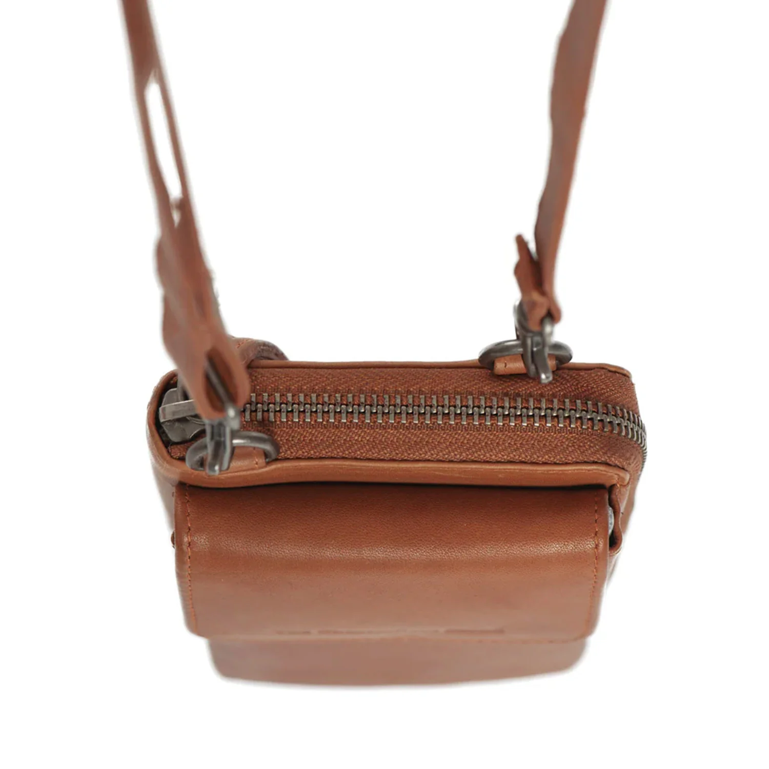 Leather Phone Bag Cognac Malaga - Image 7