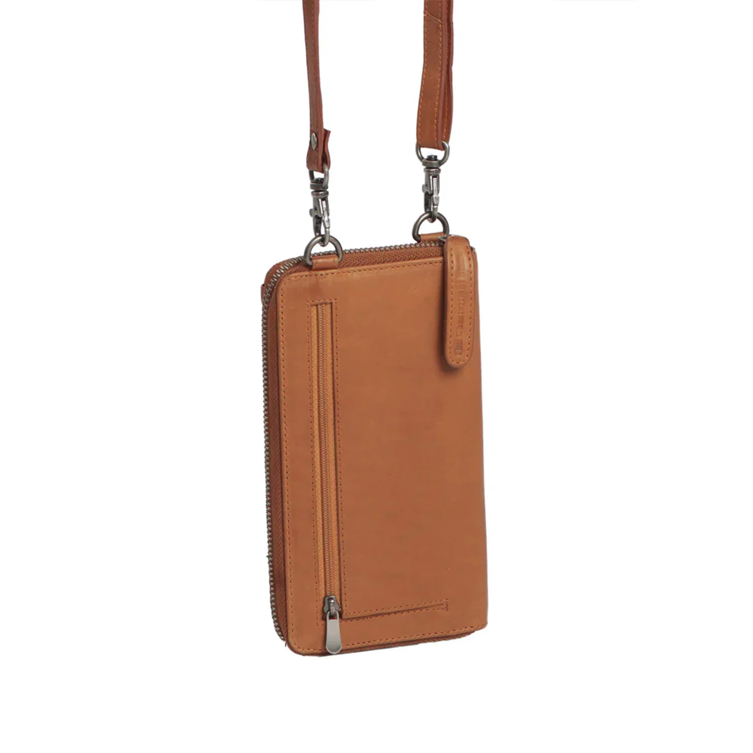 Leather Phone Bag Cognac Malaga - Image 8