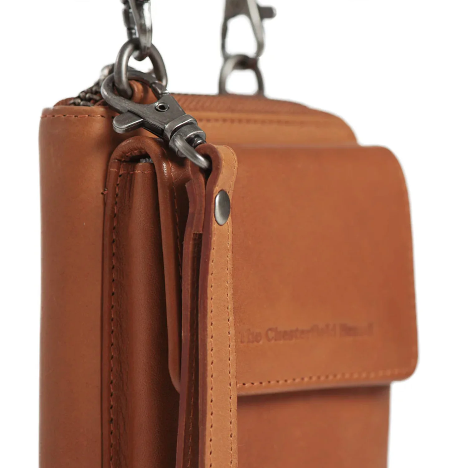 Leather Phone Bag Cognac Malaga - Image 9