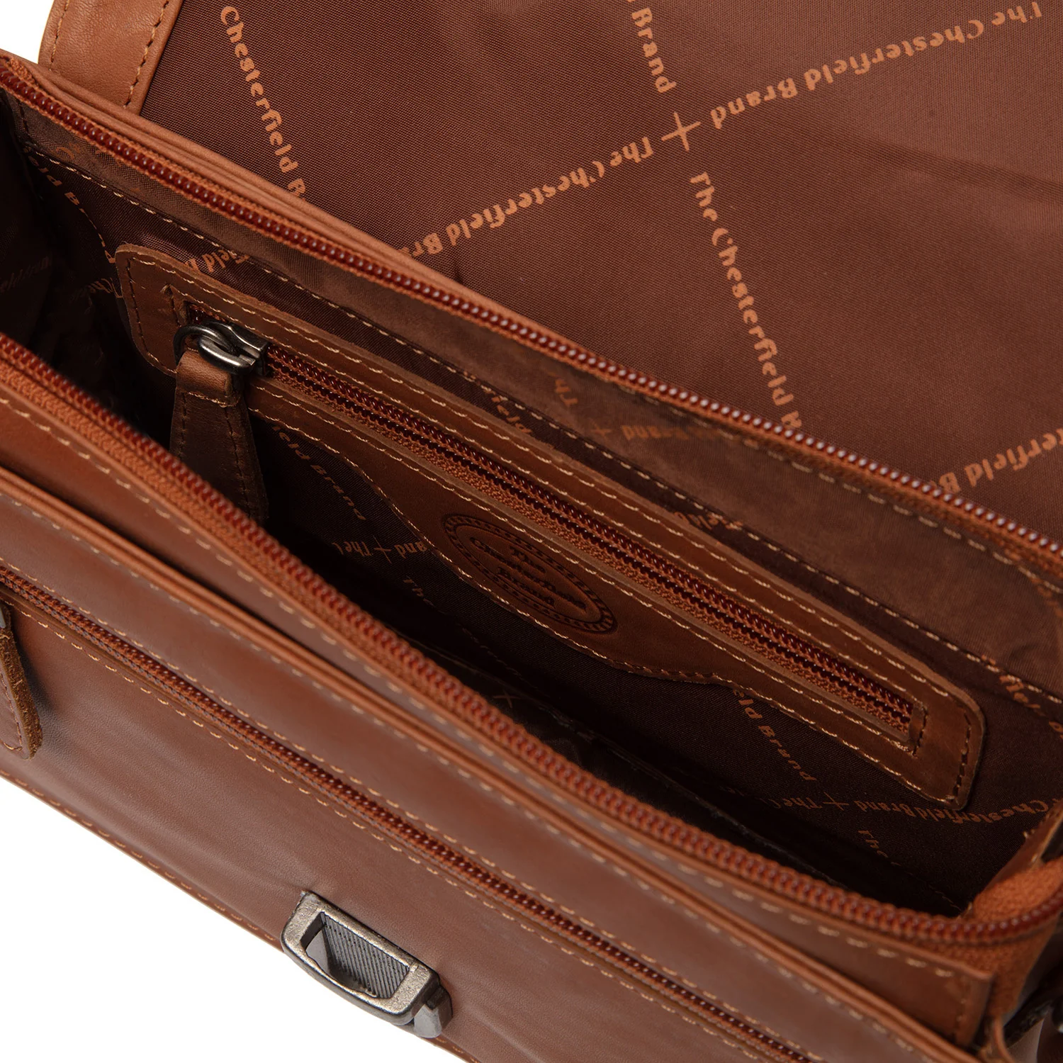 Leather Crossbody Bag Cognac Lucca - Image 4