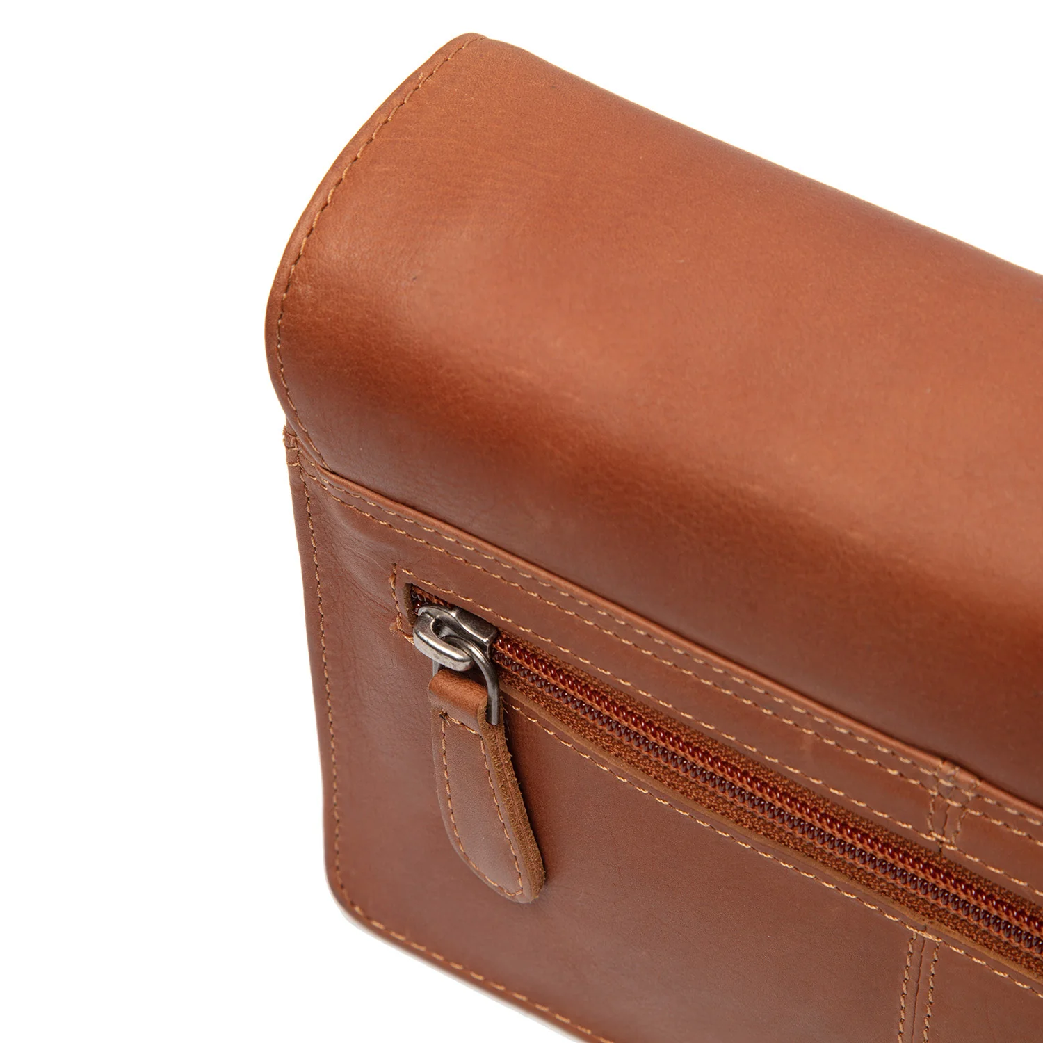 Leather Crossbody Bag Cognac Lucca - Image 5