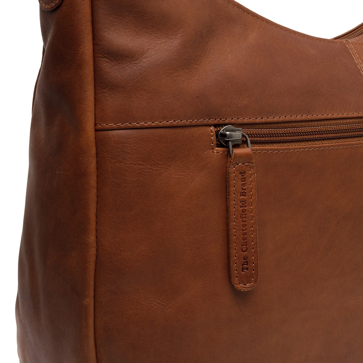 Leather Shoulder Bag Cognac Marle - Image 6