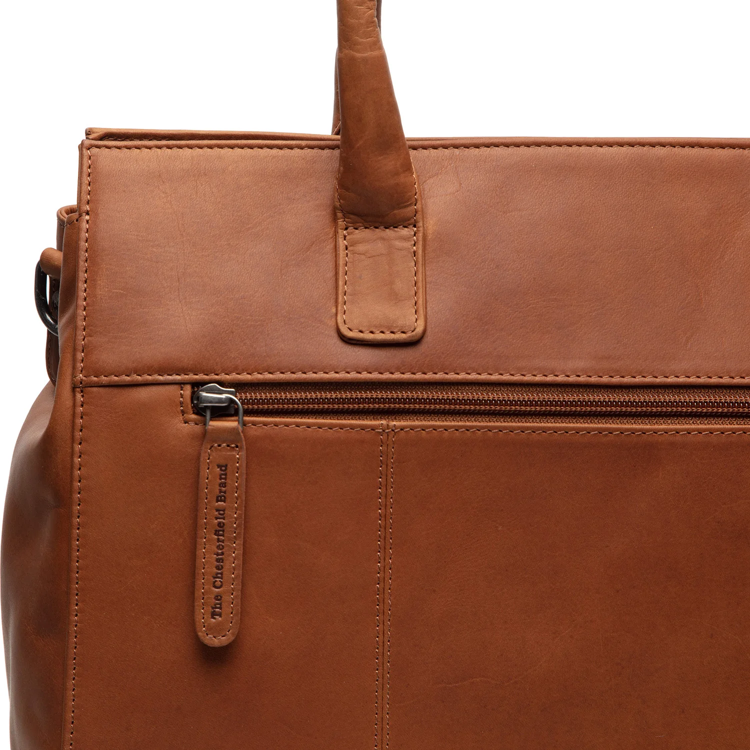 Leather Laptop Bag Cognac Rivera - Image 5