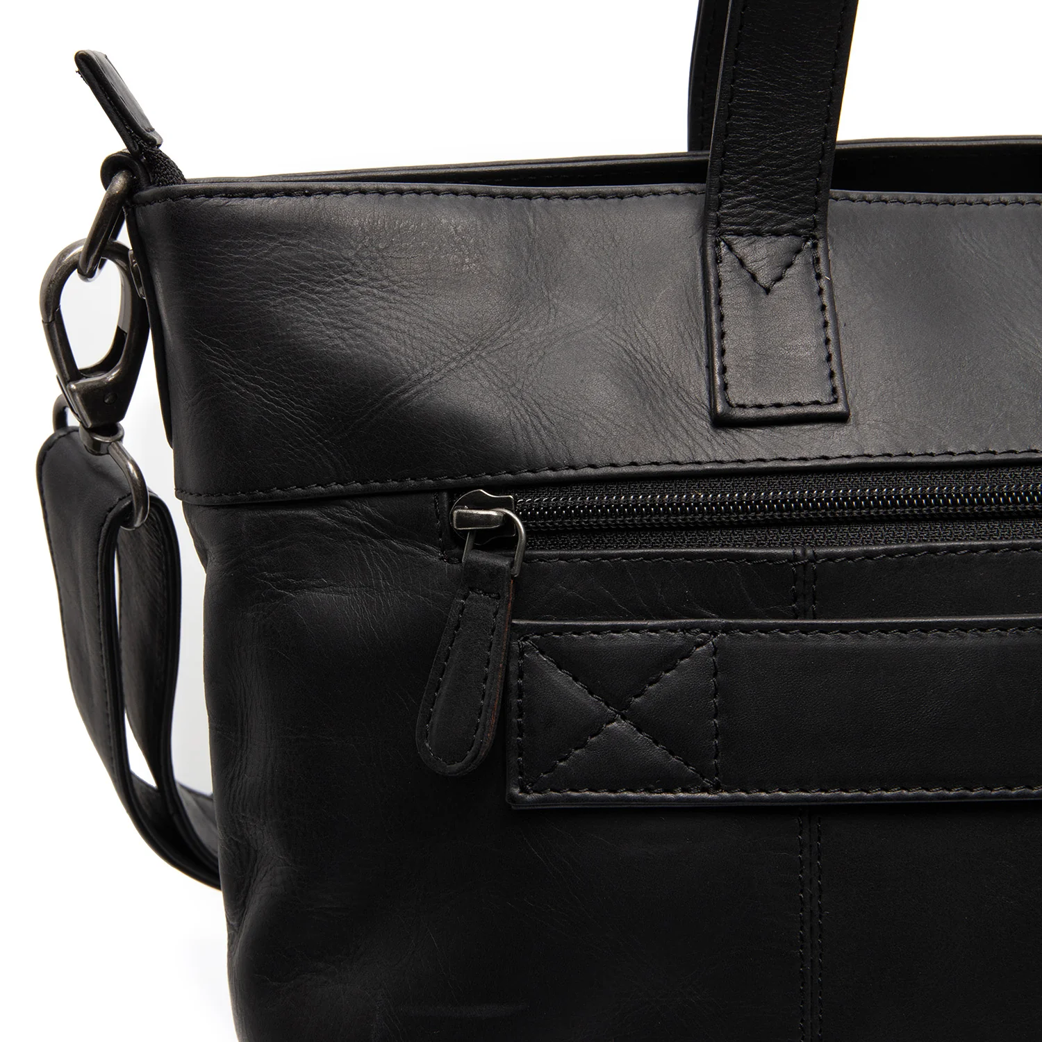 Leather Tote Bag Black Osira - Image 6