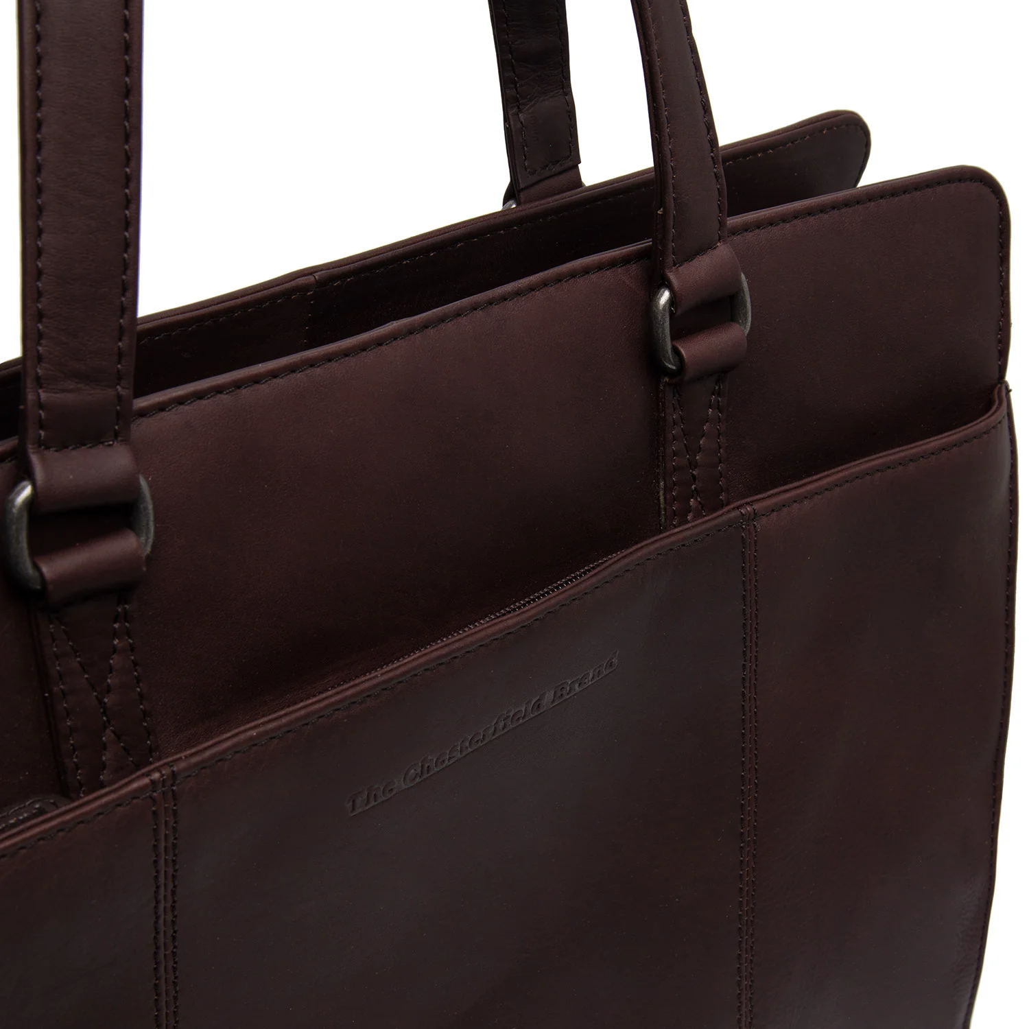 Leather Shoulder Bag Brown Fidenza - Image 4