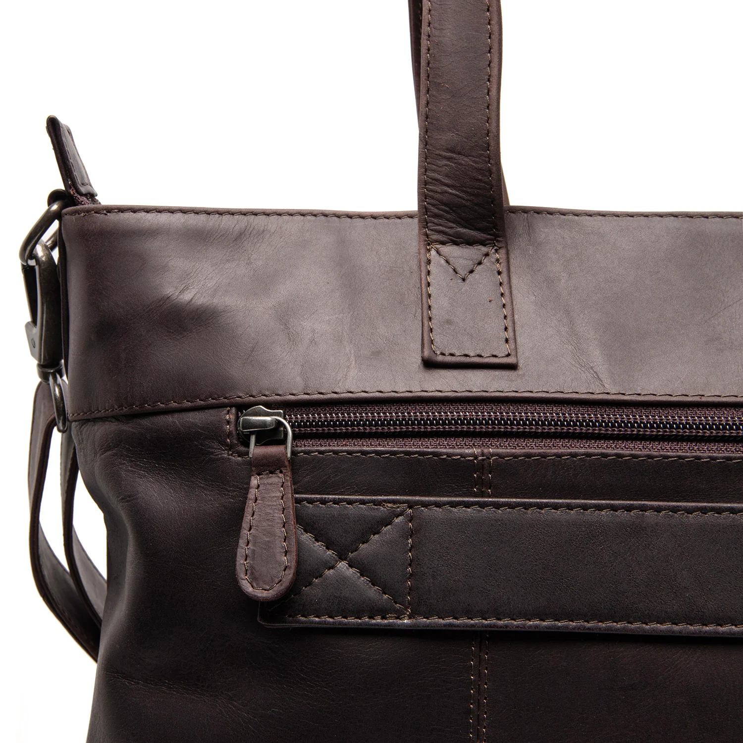 Leather Tote Bag Brown Osira - Image 3