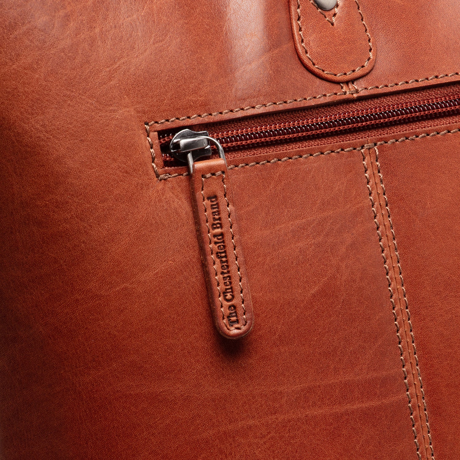 Leather Tote Bag Cognac Astano - Image 6