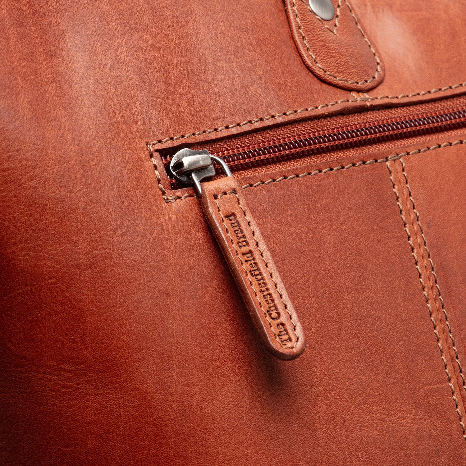 Leather Tote Bag Cognac Ferrera - Image 7