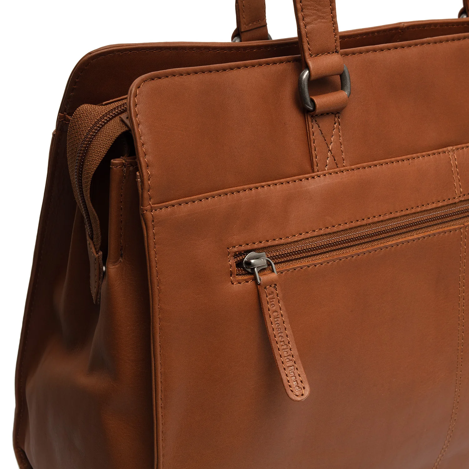 Leather Shoulder Bag Cognac Fidenza - Image 8