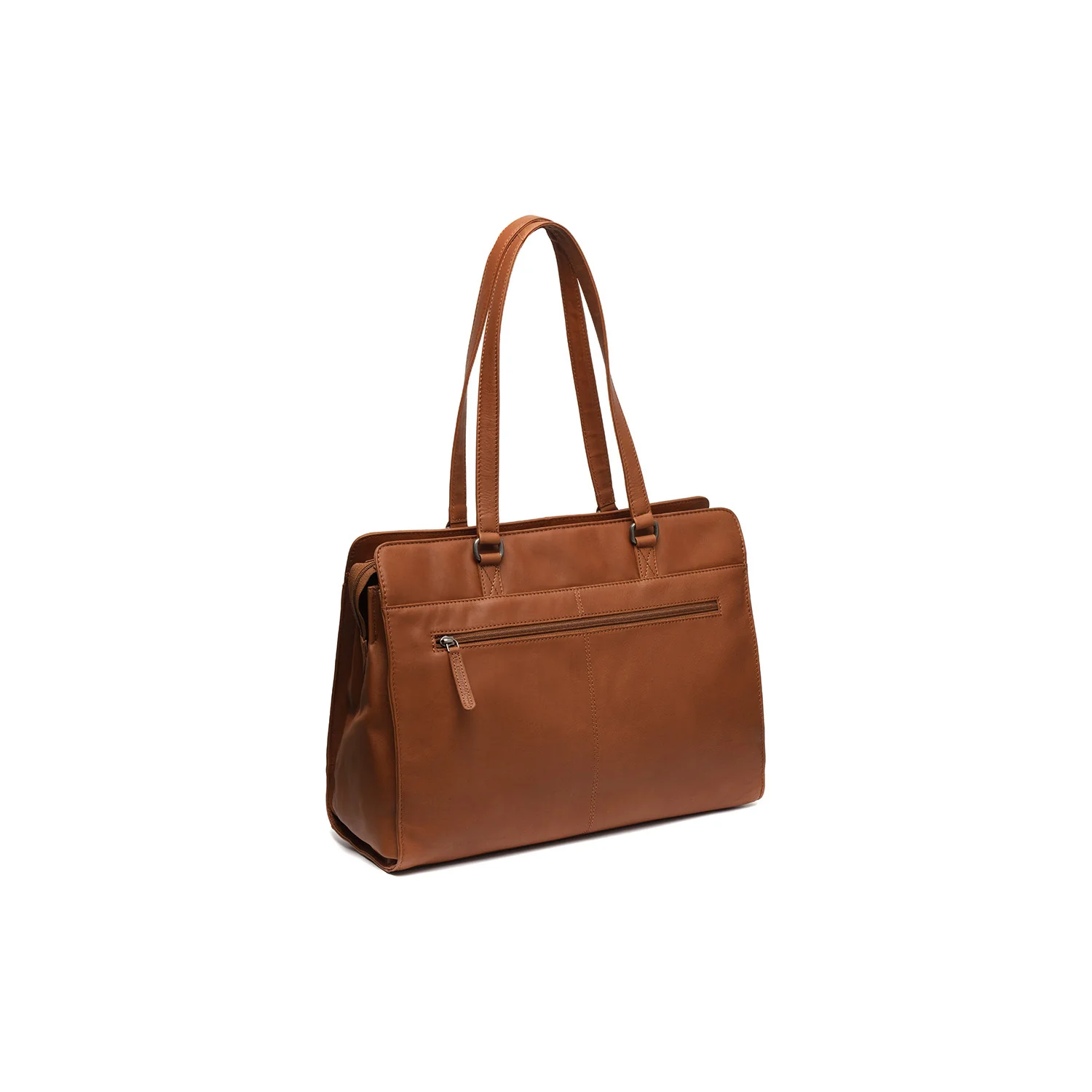 Leather Shoulder Bag Cognac Fidenza - Image 9