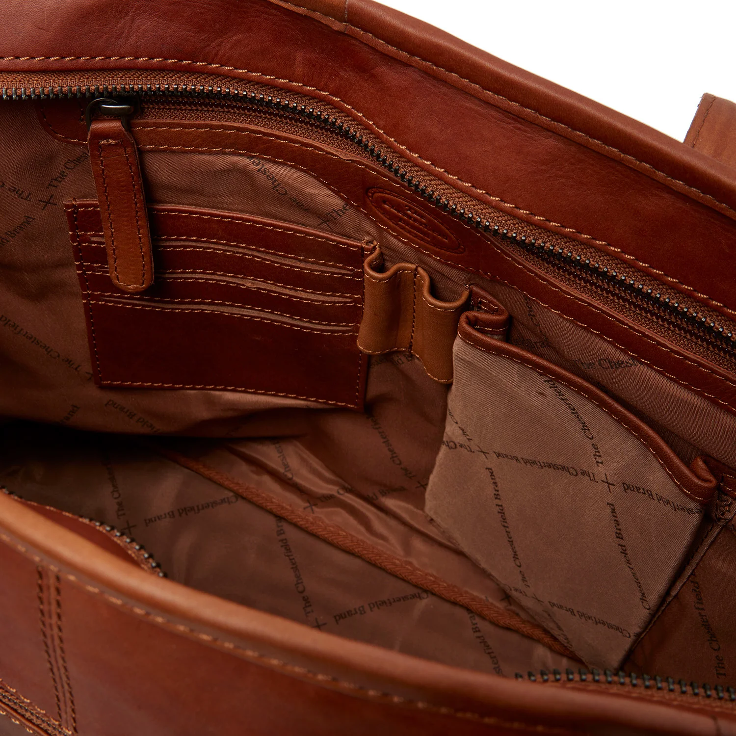 Leather Tote Bag Cognac Monza - Image 4