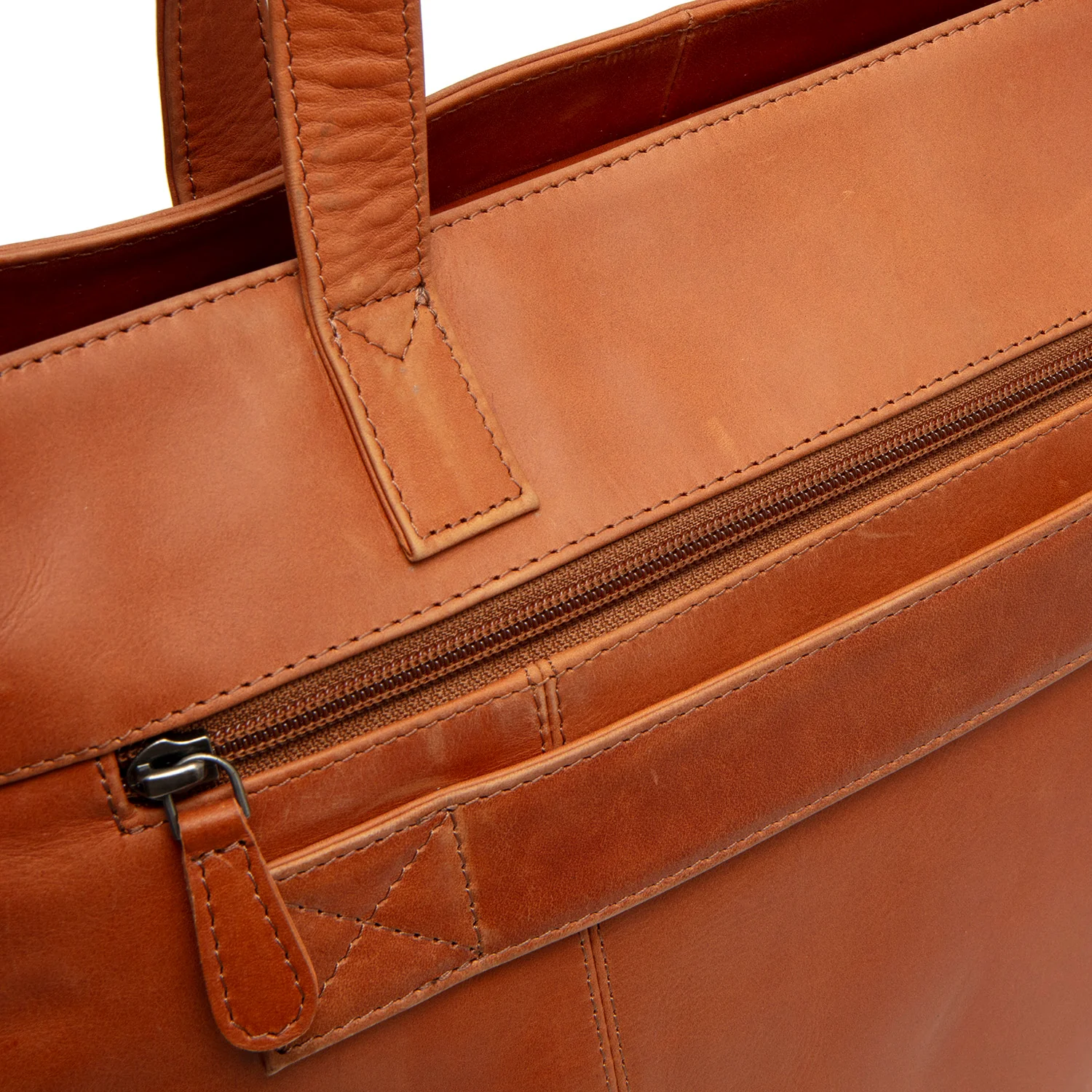 Leather Tote Bag Cognac Osira - Image 3