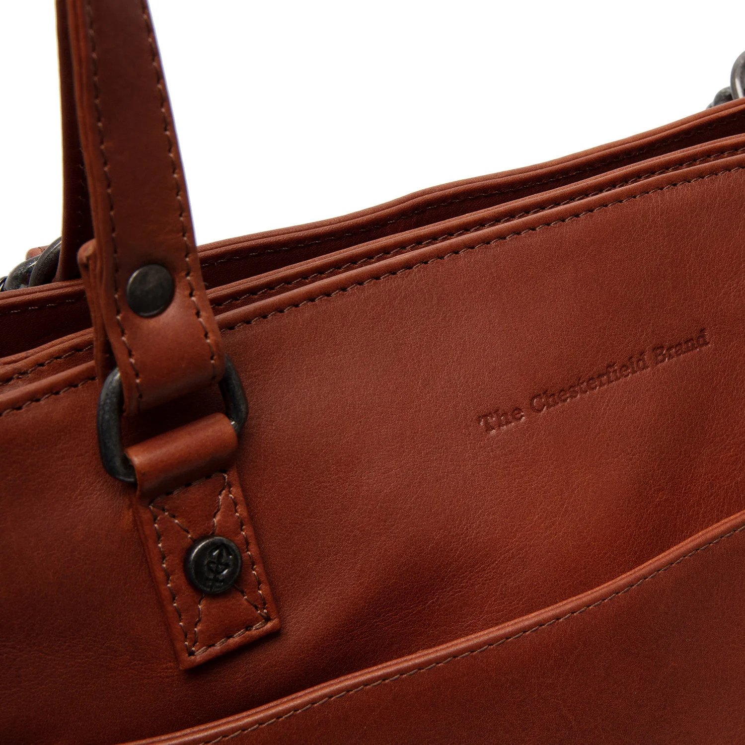 Leather Tote Bag Cognac Raynor - Image 4