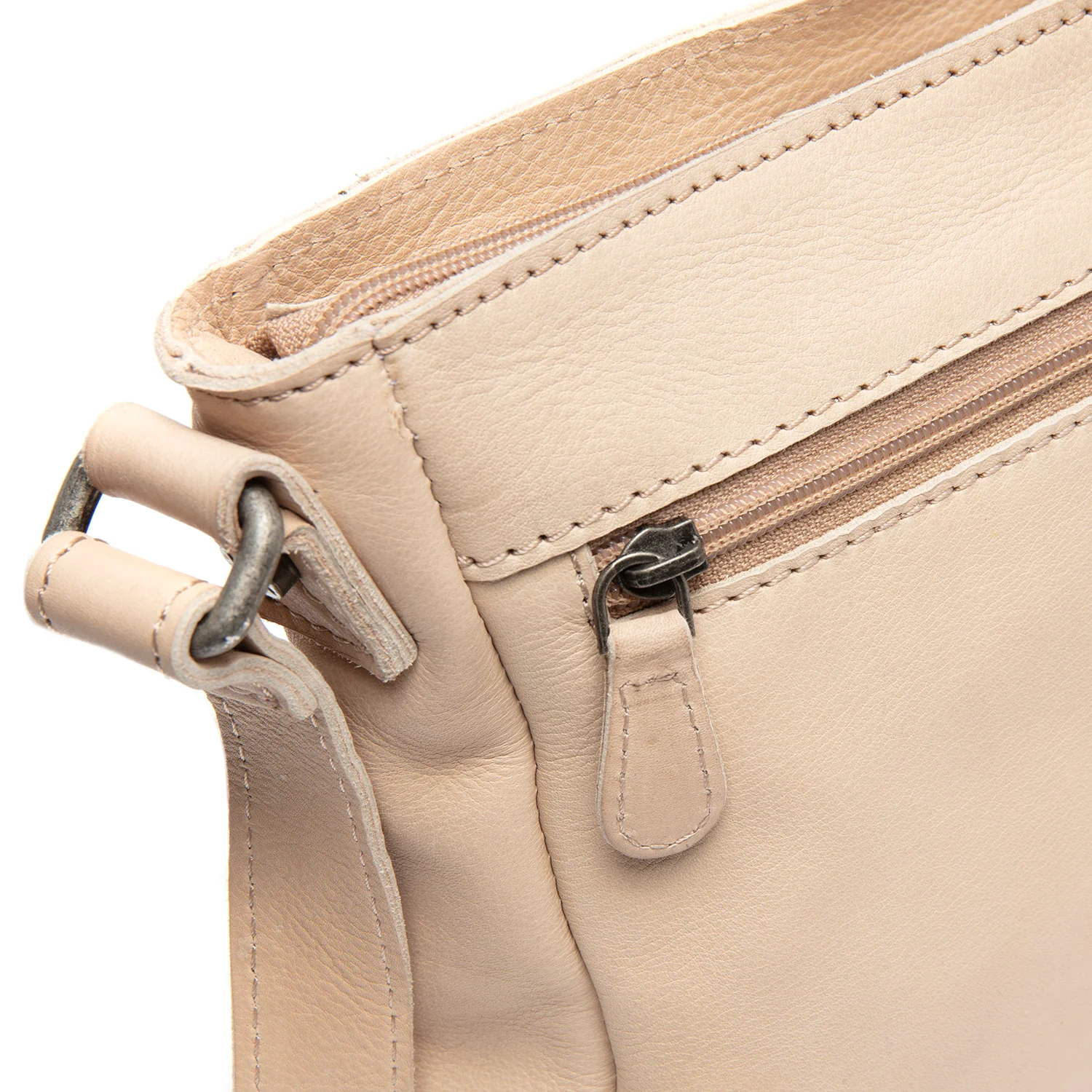 Leather Crossbody Bag Beige Aston - Image 6
